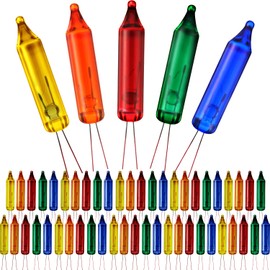 60 Pieces Mini Christmas Lights Replacement Bulbs Wire String Light Set Mini Light Christmas Party Decorations, 2.5 Volt (Red, Yellow, Blue, Green, Orange)