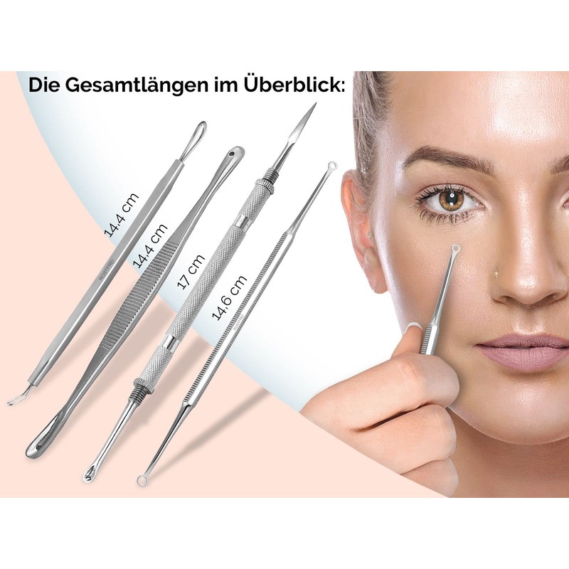 Comedone squeezer blackhead remover set made of stainless steel