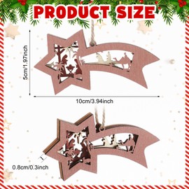 Blulu 8 Pcs Nativity Scene Ornaments Christmas Wooden Hanging Ornament Meteor Star Shaped Multilayer Jesus Nativity Scene Keepsake for Xmas Tree The Birth of Jesus Decor Religious Gift for Family