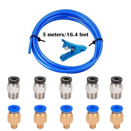 Cesfonjer PTFE Connectors, 10 x E3D V6/PC4-M10 and 10 x PC4-M6 plugs, straight, pneumatic, push-in, quick-fitting for 1.75 mm, 3D Printer PTFE (Polytetrafluoroethylene) tube
