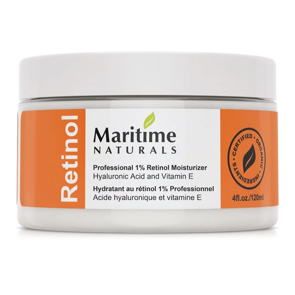 Maritime Naturals Retinol Moisturizer, Professional Grade Face Moisturizer with Hyaluronic Acid & Vitamin E, Anti Aging Face Cream for Women and Men, Made in Canada (120ml)