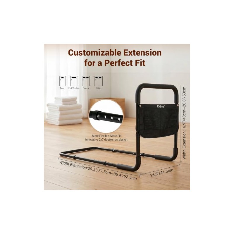 Bed Rails for Elderly Adults, Adjustable Bed Guard & Assist