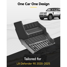 3W Floor mats & Cargo Liner for Land Rover Defender 90 2020-2024 2025(3PCS),TPE All Weather Custom Fit Floor Liner,Black
