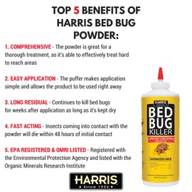 Harris Bed Bug Killer, Diatomaceous Earth Powder 1/2 LB, Fast Kill with Extended Residual Protection (2/Pack)