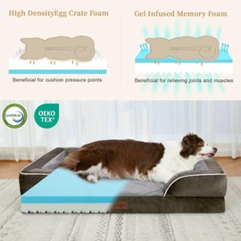 Comfort Expression XL Dog Bed for Extra Large Dogs, Waterproof Orthopedic Foam Dog Beds with Bolster, Washable Dog Bed Sofa Pet Bed with Removable Cover & Non-Slip Bottom(X-Large,Dark Green)