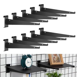 Blulu 10 Pcs 12" Gridwall Knife Shelf Bracket with Lip Metal Wire Gridwall Brackets Hooks Grid Wall Panels Hanger Heavy Duty Shelf Grid Wall Accessories for Home Business Boutique Display (Black)
