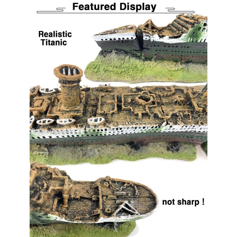 GOLOMOZ Aquarium Titanic Shipwreck Ornament - Decor Cave for Fish