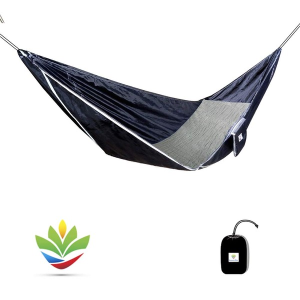 Hammock Bliss Sky Bed - Hangs Like A Hammock, Sleeps Like A Bed - Unique Asymmetrical Design Creates An Amazingly Flat and Insulated Camping Hammock - Integrated Suspension 100" / 250 cm Rope Per Side