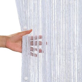 aotuo0608 Beaded Fly Curtains for Doors - Door Beads Curtain, Fly Screen Doorway Bead Curtain for Indoor Hanging Decoration and Room Divider (White)