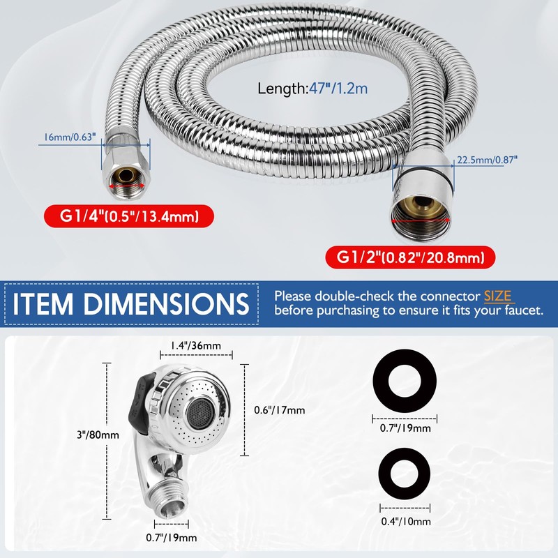 LukLoy Shampoo Bowl Sprayer Hose Replacement, 1/4" Nut Professional Salon