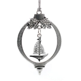 Inspired Silver - Sailboat Silver Christmas Ornament - Unique Charm Christmas Tree Ornament - Holiday Hanging Decoration