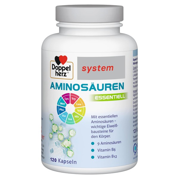 Doppelherz System Essential Amino Acids - Plus Vitamin B6 and Vitamin B12 for Metabolism - 120 Capsules