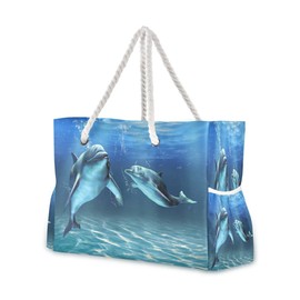 Beach Bag Dolphins Tote Travel Bag luggage bag Grocery Shopping Bag Carry Bag