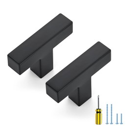 Ravinte 10 Pack Black Cabinet Pulls Single Hole Square Kitchen Cabinet Handles Matte Black Kitchen Hardware for Drawer Pulls Drawer Handles Come with Screwdriver