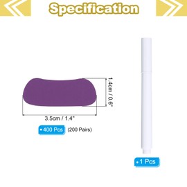 PATIKIL 200 Pairs Sports Eye Black Stickers, Under Eye Black Strips Football Face Stickers Breathable Eyeblack Sticker with Pencil for Baseball Fans on Game Day, Purple