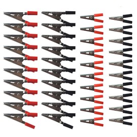 Senven Clamp Vise, 40Pcs Crocodile Clip - 20 Medium Metal Insulation Clip (Black, Red, Silver) & 20 Small Alligator Clips (Black, Red) for Electrical Testing and Wiring