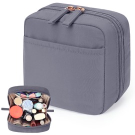besharppin Makeup Pouch, Makeup Pouch, Cosmetics Storage, Small Items, Large Capacity, Lightweight, Can Be Stored Stand, For Business Trip and Travel (Gray)