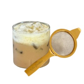 Kola Goodies - Gold Tea Strainer - Elegant Design with Resting Base - Drip-Free & Compact
