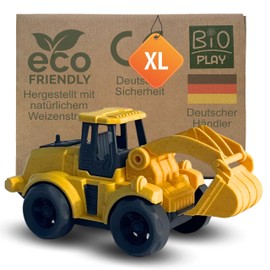 BIOPLAY® Excavator Toy from 2 Years, Organic Plastic, Movable Excavator Shovel, Sustainable Toy from 18 Months for Boys and Girls, Indoor and Outdoor, Construction Vehicle