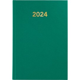 Grafoplás | 2024 Economic Agenda | Day Page | Green | Hard Cover | Spanish | 14.5 x 21 cm | Vinyl Covers | Bavaria Series | Reading Point | Perfect for Planning Your Year