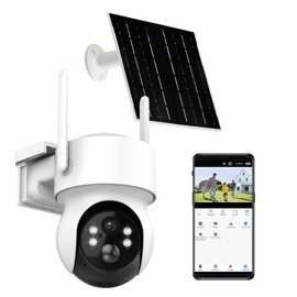 2K Wireless Solar Security Camera Outdoor with Floodlight, 4MP WiFi PTZ Camera for Home Surveillance, Motion Detection, 98FT Night Vision, 5W Solar Panel &Rechargeable battery, Waterproof, 2-Way Audio