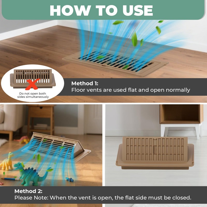 2-in-1 Vent Deflector & Floor Vent Covers, Floor Register 4x10,