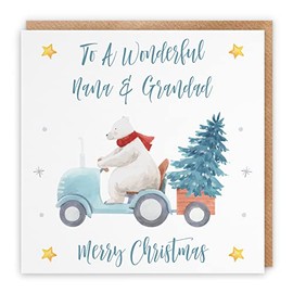 Hunts England - Nana And Grandad Christmas Card - To A Wonderful Nana & Grandad - Merry Christmas - Polar Bear Collection