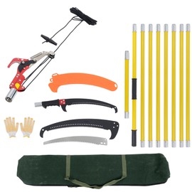 YSMN 30FT Extendable Pole Saw, Manual Branch Trimmer with Long Handle, Manuals Tree Pruning Saws Band Scissors, 9 Knots Yellow