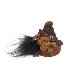Generisch 2 Trolls in Viking Ship, Norge Troll, Magnet, Figure for Indoors, 8 x 7 cm