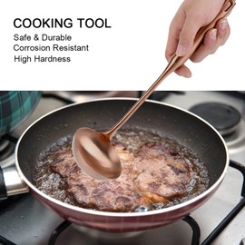 Soup Spoon Kitchen Tools Big Soup Ladle Kitchen Spatula Turner Cooking Tool Stainless Steel Ladle Spoon(Rose Gold 02#)