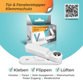 Vlippy Door Stopper & Window Stopper - Door Holder and Tilt Protection, Easy Assembly, Non-Slip Design, Ideal for Families, Child Lock & Clamping Protection, Set of 2 Door Stoppers