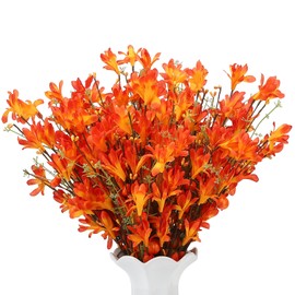 Ovveroche 24 Pcs Artificial Fall Flowers Fall Forsythia Floral Picks with Pumpkins and Berries 17 Inch Autumn Forsythia Stems for Thanksgiving Day Harvest Festival