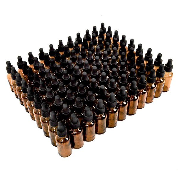 YoleShy 1oz Glass Dropper Bottle,99 Pack Amber Glass Bottles with Glass Droppers and Black cap for Essential Oils, Lab Chemicals, Perfumes