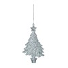 Eight 15cm Silver Glittery Tree Themed Christmas Tree Decoration