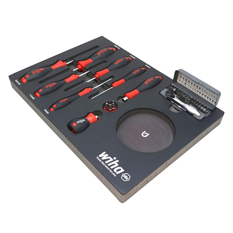 Wiha 91851 45 Piece Knife Maintenance Magnetic Workstation Tray Set
