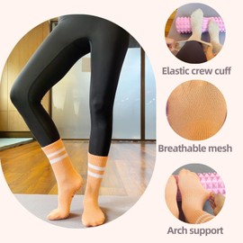 Pilates Socks with Grips for Women Grippy Woman Socks Cute Barre Yoga Socks For Women 4-Pairs