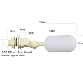 10x Automatic Water Level Control Valve Float Ball Adjustable for Fish Tank Trough Pool with Connector 20mm/3/4In Thread