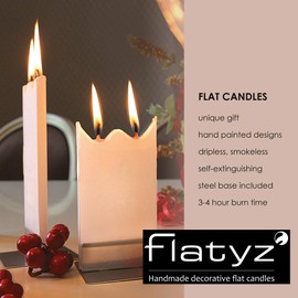 Flatyz Hand Painted Flat Candle - Gustav Klimt Tree of Life Artwork | Unscented, Dripless, Smokeless, Decorative | Unique Gift Idea and Home Décor Accent