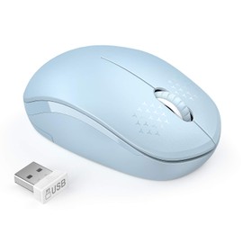 Wireless Mouse, 2.4G Noiseless Mouse with USB Receiver - seenda Portable Computer Mice for PC, Tablet, Laptop with Windows System (Light Blue)