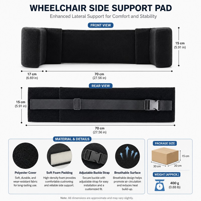 Wheelchair Side Support Pad with Adjustable Side Plate – Lateral