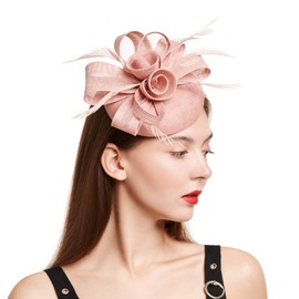 C.Garopl Fascinators Hats Women Vintage Wedding Fashion Headband Clip Church Cocktail Dresses Headwear Tea Party (Pink-02)