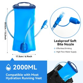 AXEN Hydraiton Bladder 2L, Large Opening Leak Proof Water Bladder, Water Reservoir Storage Bag for Hydration Pack, Blue