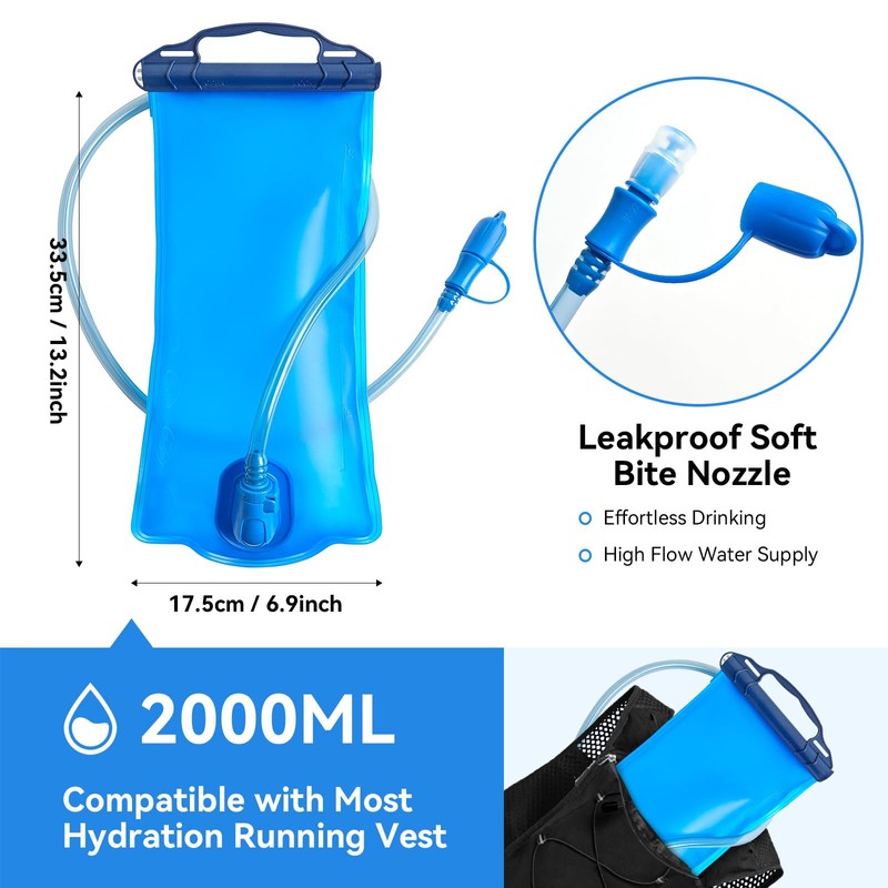 AXEN Hydraiton Bladder 2L, Large Opening Leak Proof Water Bladder,