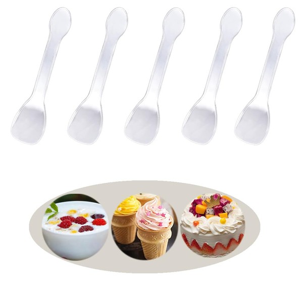 100Pcs Transparent Plastic Disposable Spoon Clear Plastic Disposable Cutlery Ice