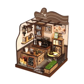 BATTREVO DIY LANDCAFÉ Mini House, Book Nook Kit for Adults, Wooden Puzzle, DIY Bookshelf, Decorative Gifts, Christmas Birthday Gifts