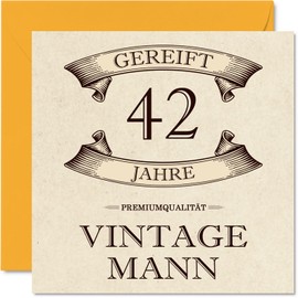 Stuff4 42nd birthday card for men, vintage man, happy birthday cards for 42 year old man, son, brother, uncle, 145mm, forty-two birthday greeting cards