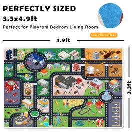 Pyrrhite Kids Rug Playroom Car Rug Play Mat City Life Road Rug for Cars Fun City Map for Track Toys,Carpet for Bedroom Boys (city01, 3.3×4.9ft/39×59in)