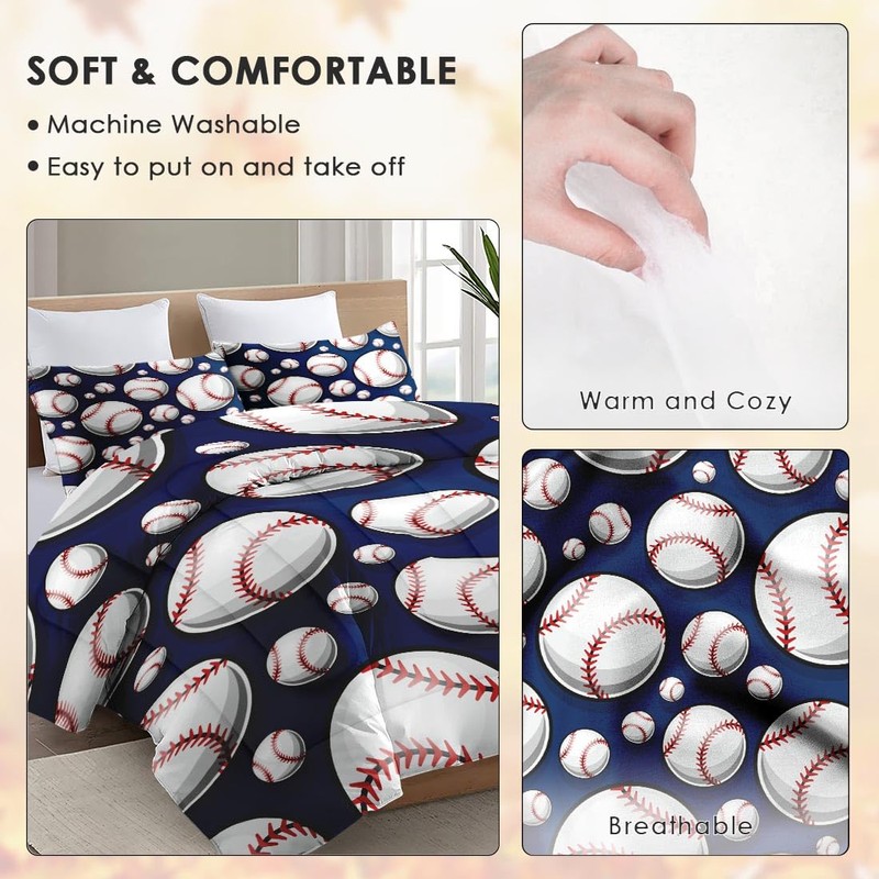 Ssddyes Queen Size Comforter Set, Cool American Baseball Softball Theme,