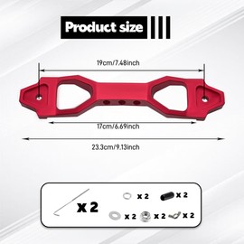 PACLVIO Heavy Duty Battery Hold Down Sets, Battery Bracket Mount, Billet Aluminum Battery Tie Down Bracket with Stainless Steel J bolts, Car Accessories Battery Hold Down Bracket for Vehicles (Red)