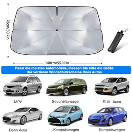 Sonnenschutz Auto Frontscheibe, Auto Windschutzscheibe Sonnenschirm, Faltbare Auto Windschutzscheibe Sonnenblende für die meisten Autos SUV MPV LKW(140 x 78 cm)